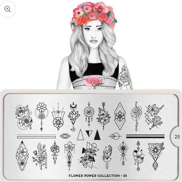 MoYou London nail art stamping plate Flower Power 25 NWOT - Picture 1 of 5